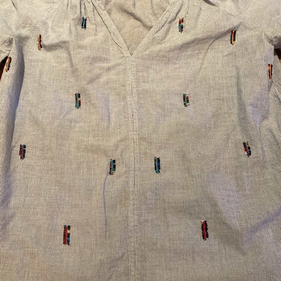 Anthropologie Velvet Graham & Spencer Beaded Striped Lightweight Peasant Top XS - Picture 7 of 13